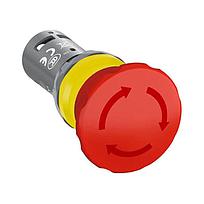 CE4T-10R-02 Botón hongo Paro Emerg. rojo Girar/restablecer no ilum 40 mm  incluye 2NC  Serie compacta