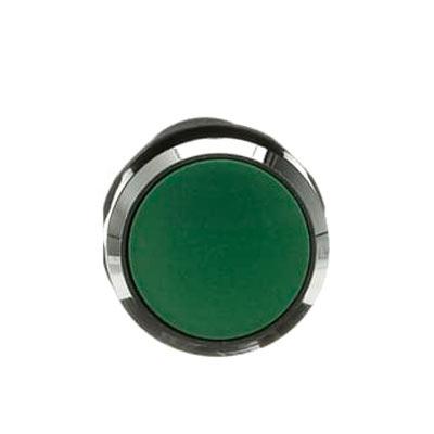 CP1-30G-10 Botón pulsador verde momentáneo no ilum rasante 1NO Bisel Cromo-Metal Serie compacta
