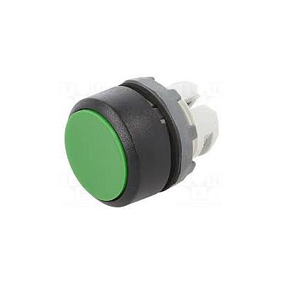 MP1-10G Botón pulsador verde momentáneo no ilum. rasante, agregar holder, contactos Serie Modular