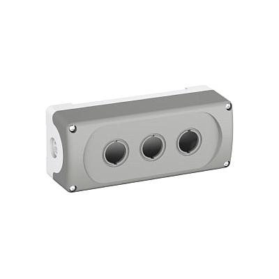 MEP3-0 Botonera Plástica Gris 3 Orificios IP66, NEMA 1, 3R, 4, 4X, 12, 13 Serie Mod/Comp, agregar Placa leyenda